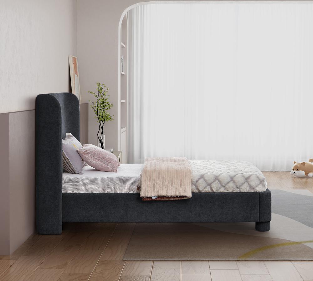 Meridian Furniture - Penny Black Chenille Fabric Twin Bed - B1207Black-T veiw 6