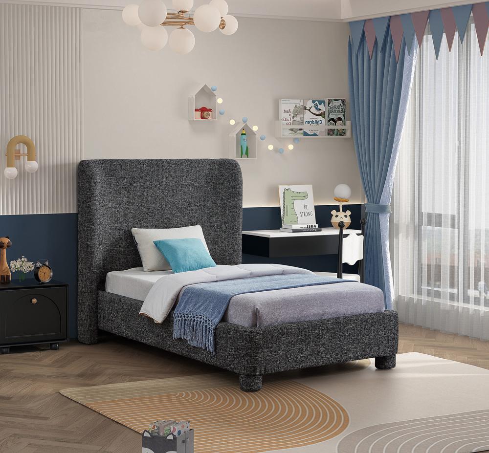 Meridian Furniture - Penny Black Polyester Fabric Twin Bed - B1205Black-T veiw 2