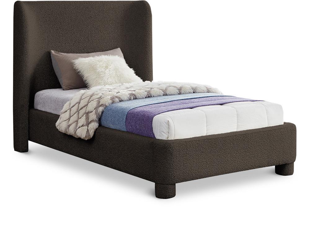 Meridian Furniture - Penny Brown Boucle Fabric Twin Bed - B1206Brown-T veiw 1