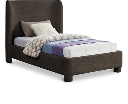 Meridian Furniture - Penny Brown Boucle Fabric Twin Bed - B1206Brown-T veiw 1