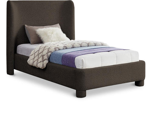 Meridian Furniture - Penny Brown Boucle Fabric Twin Bed - B1206Brown-T veiw 1