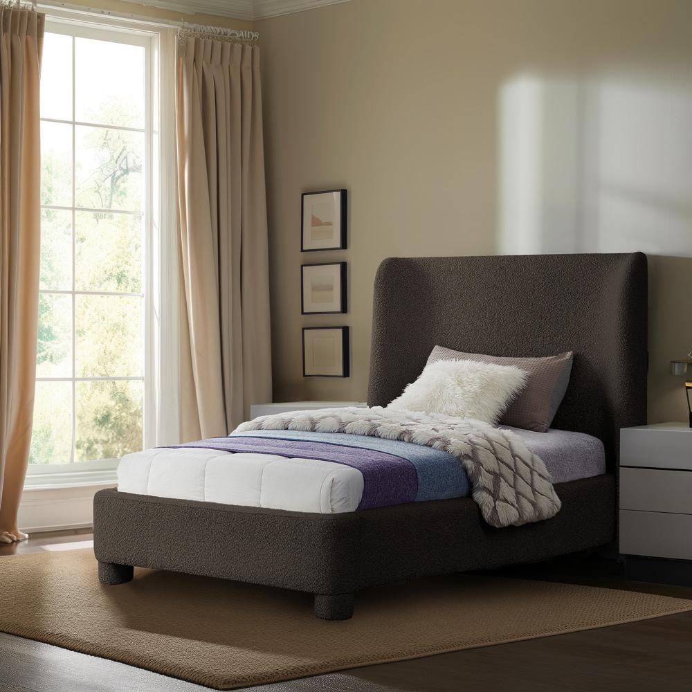 Meridian Furniture - Penny Brown Boucle Fabric Twin Bed - B1206Brown-T veiw 2