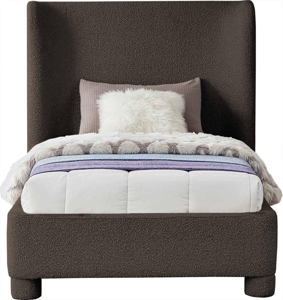 Meridian Furniture - Penny Brown Boucle Fabric Twin Bed - B1206Brown-T veiw 3