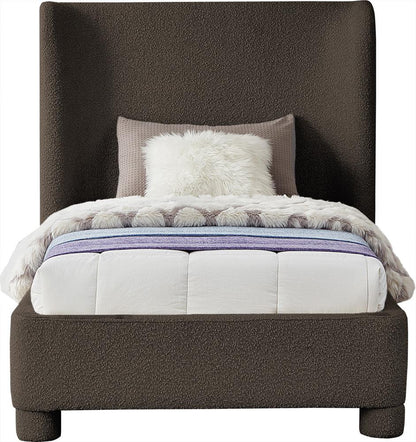 Meridian Furniture - Penny Brown Boucle Fabric Twin Bed - B1206Brown-T veiw 3