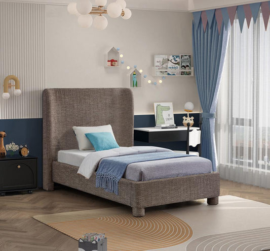 Meridian Furniture - Penny Brown Polyester Fabric Twin Bed - B1205Brown-T veiw 2