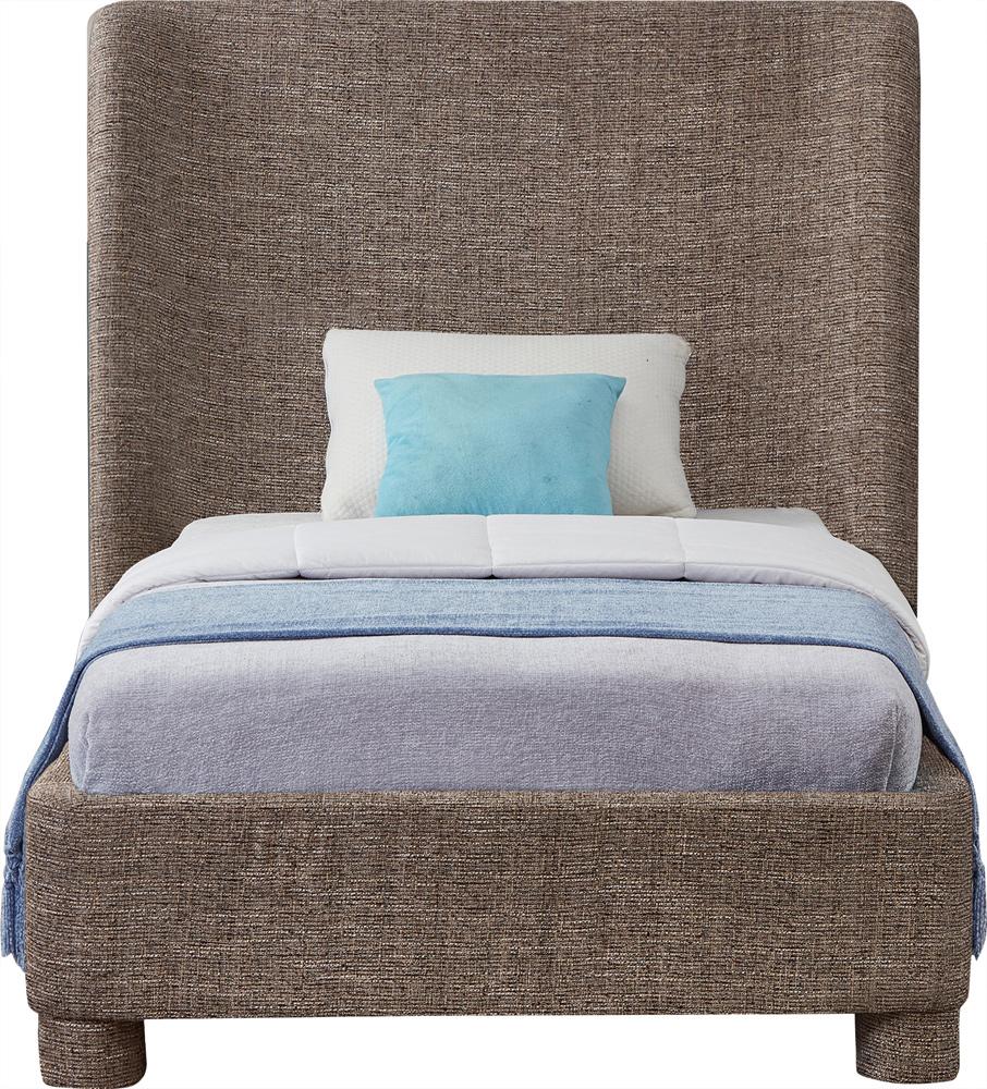 Meridian Furniture - Penny Brown Polyester Fabric Twin Bed - B1205Brown-T veiw 3