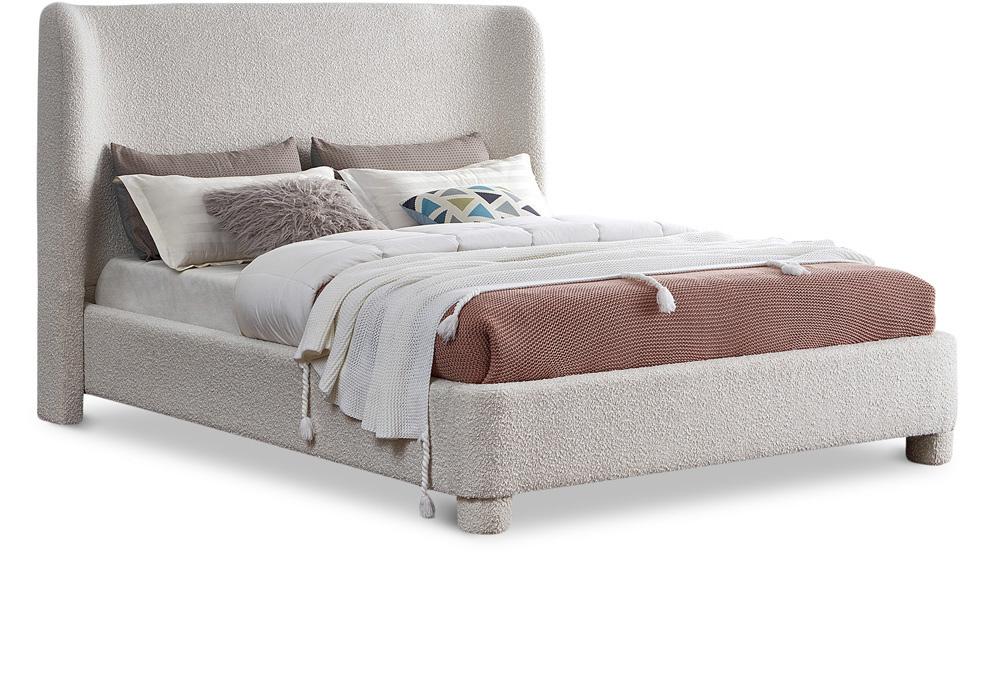 Meridian Furniture - Penny Cream Boucle Fabric Full Bed - B1206Cream-F veiw 1