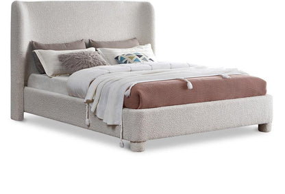 Meridian Furniture - Penny Cream Boucle Fabric Queen Bed - B1206Cream-Q veiw 1