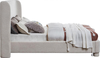 Meridian Furniture - Penny Cream Boucle Fabric Queen Bed - B1206Cream-Q veiw 4