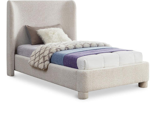 Meridian Furniture - Penny Cream Boucle Fabric Twin Bed - B1206Cream-T veiw 1