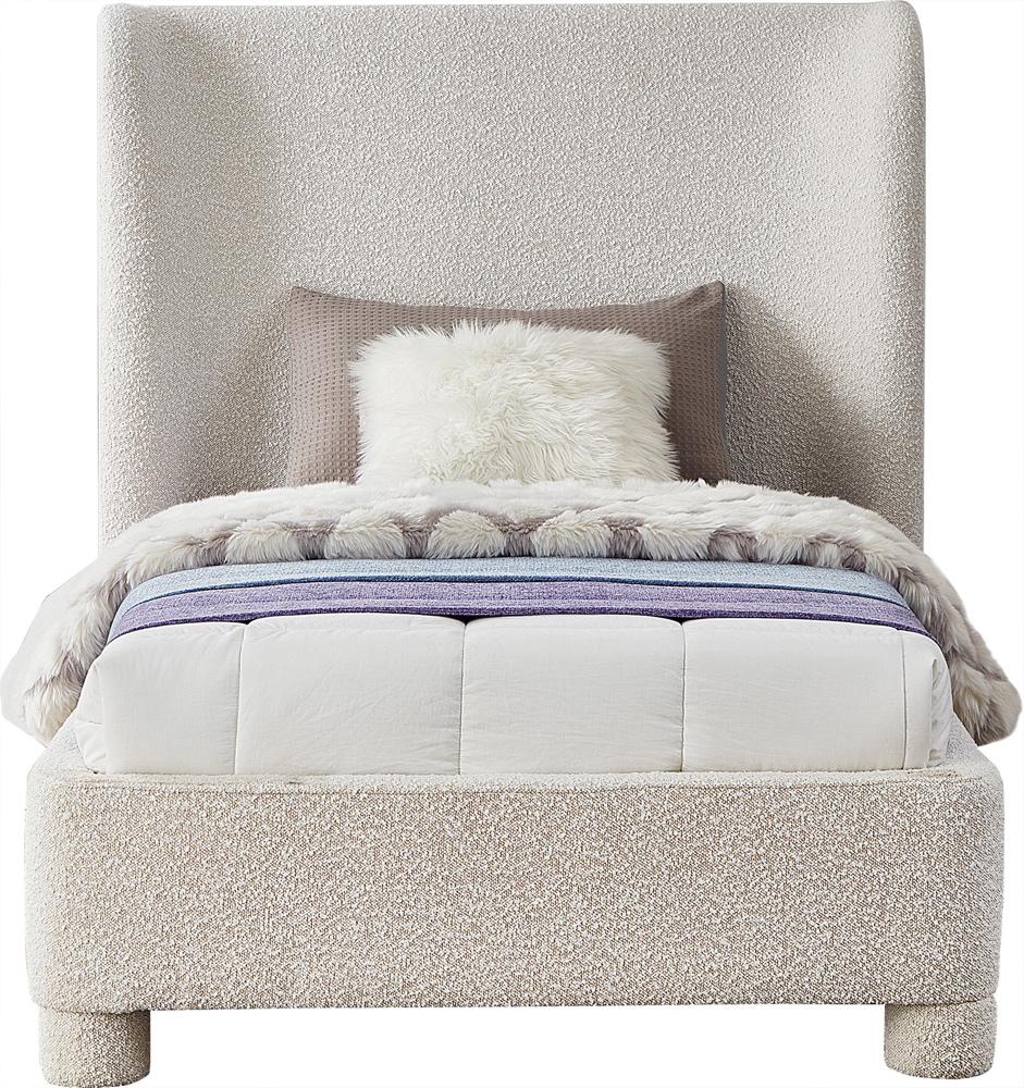 Meridian Furniture - Penny Cream Boucle Fabric Twin Bed - B1206Cream-T veiw 3