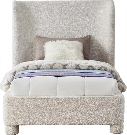 Meridian Furniture - Penny Cream Boucle Fabric Twin Bed - B1206Cream-T veiw 3