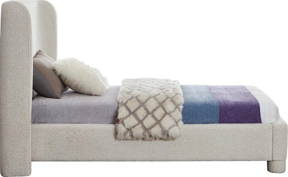 Meridian Furniture - Penny Cream Boucle Fabric Twin Bed - B1206Cream-T veiw 4