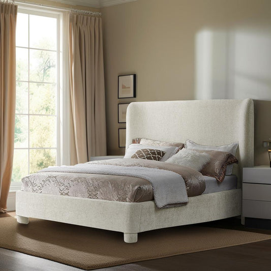 Meridian Furniture - Penny Cream Chenille Fabric King Bed - B1207Cream-K veiw 2