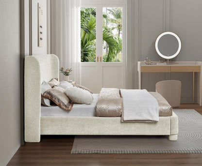 Meridian Furniture - Penny Cream Chenille Fabric King Bed - B1207Cream-K veiw 6
