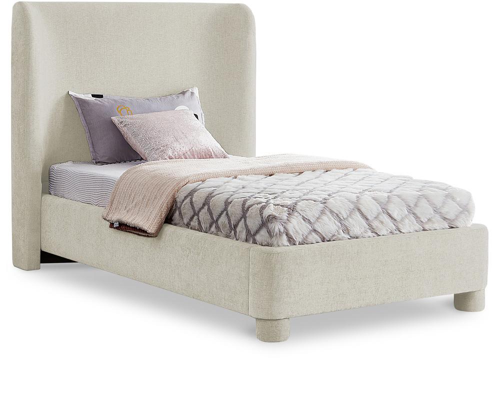 Meridian Furniture - Penny Cream Chenille Fabric Twin Bed - B1207Cream-T veiw 1