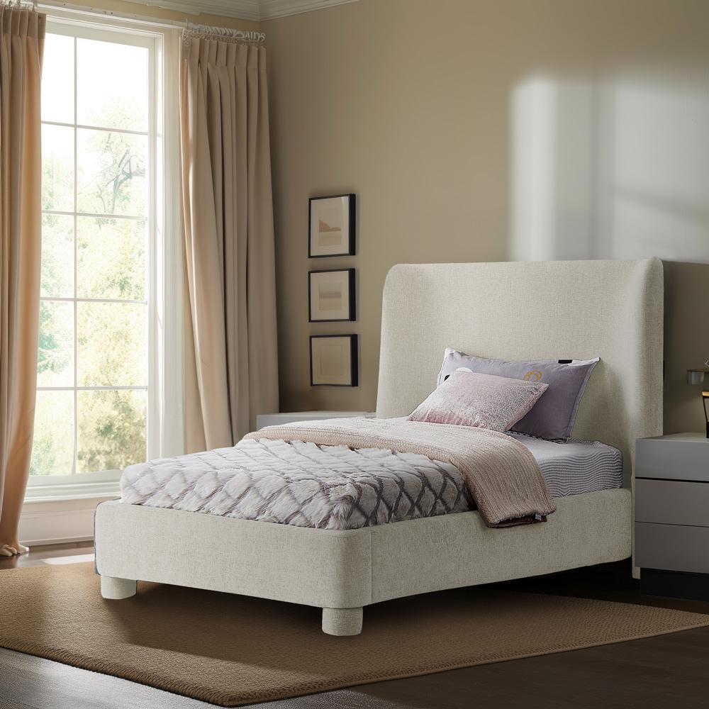 Meridian Furniture - Penny Cream Chenille Fabric Twin Bed - B1207Cream-T veiw 2