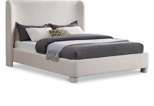 Meridian Furniture - Penny Cream Linen Textured Fabric King Bed - B1205Cream-K veiw 1