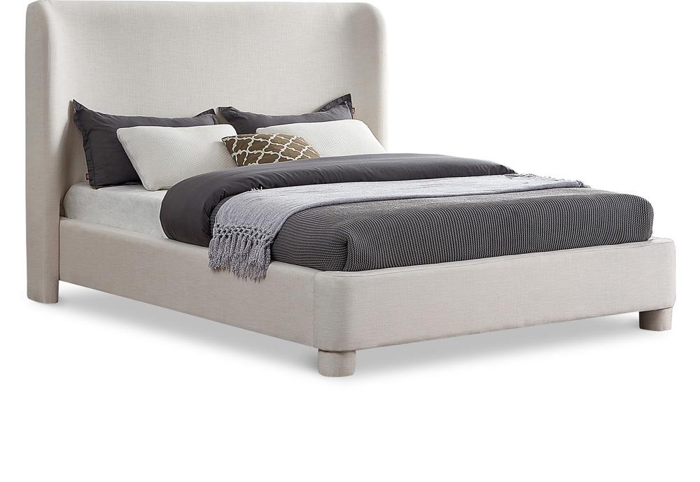 Meridian Furniture - Penny Cream Linen Textured Fabric Queen Bed - B1205Cream-Q veiw 1