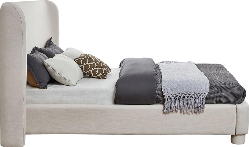 Meridian Furniture - Penny Cream Linen Textured Fabric Queen Bed - B1205Cream-Q veiw 4