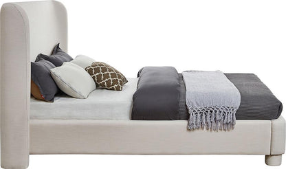 Meridian Furniture - Penny Cream Linen Textured Fabric Queen Bed - B1205Cream-Q veiw 4