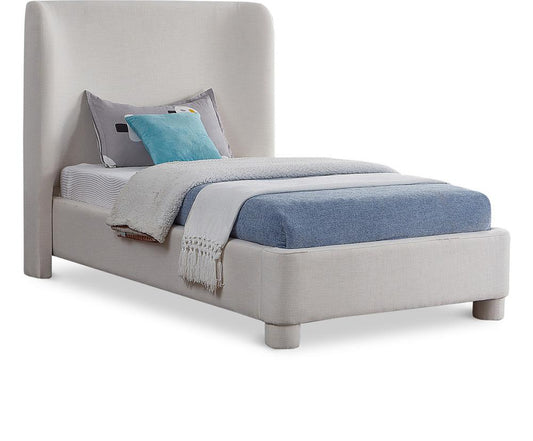 Meridian Furniture - Penny Cream Linen Textured Fabric Twin Bed - B1205Cream-T veiw 1