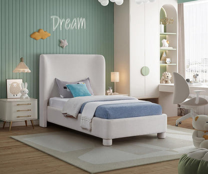 Meridian Furniture - Penny Cream Linen Textured Fabric Twin Bed - B1205Cream-T veiw 2