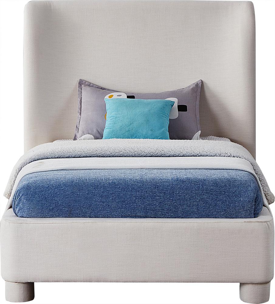 Meridian Furniture - Penny Cream Linen Textured Fabric Twin Bed - B1205Cream-T veiw 3