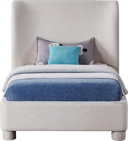 Meridian Furniture - Penny Cream Linen Textured Fabric Twin Bed - B1205Cream-T veiw 3