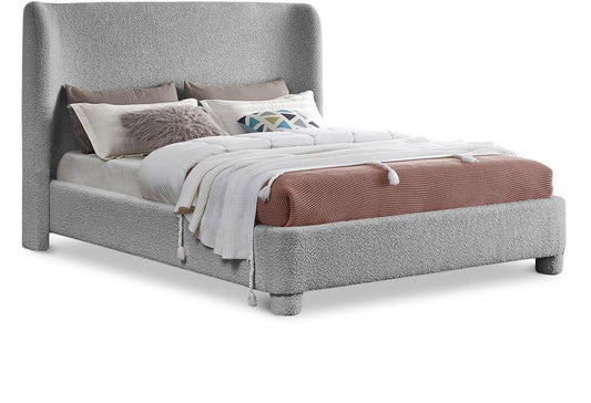 Meridian Furniture - Penny Grey Boucle Fabric Full Bed - B1206Grey-F veiw 1