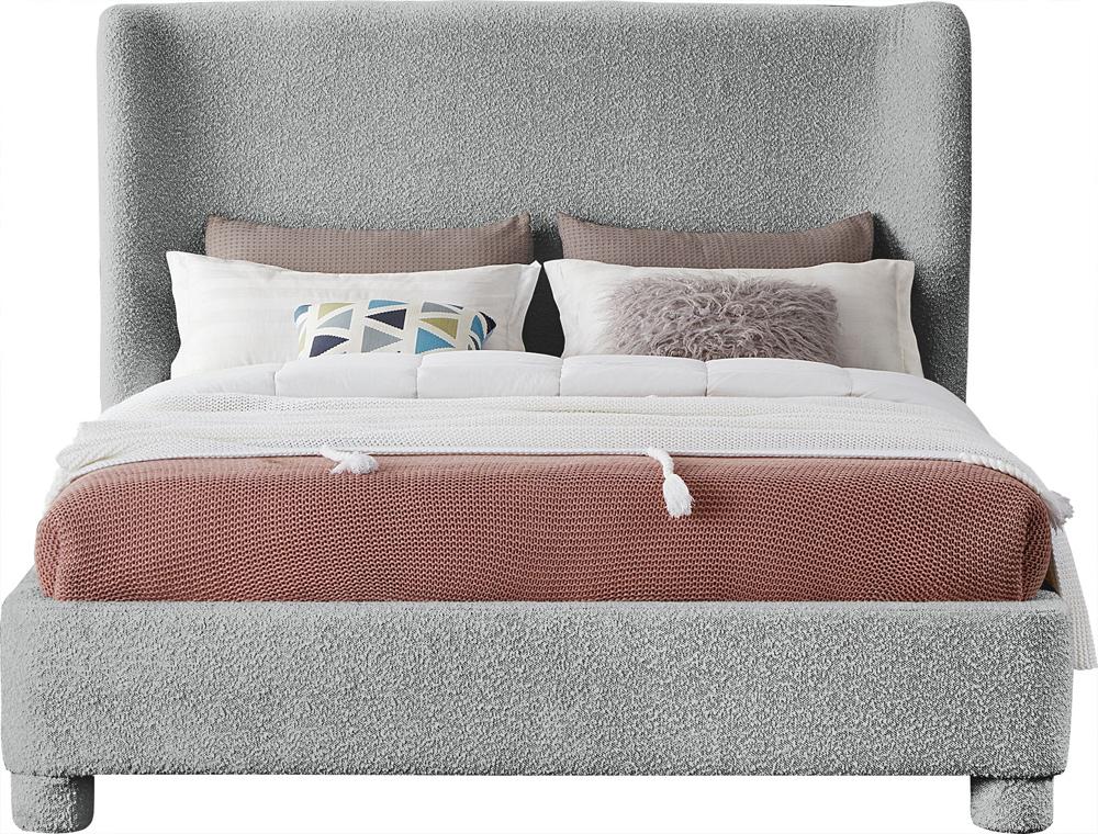 Meridian Furniture - Penny Grey Boucle Fabric King Bed - B1206Grey-K veiw 3