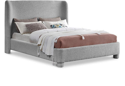 Meridian Furniture - Penny Grey Boucle Fabric Queen Bed - B1206Grey-Q veiw 1