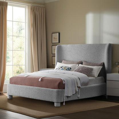 Meridian Furniture - Penny Grey Boucle Fabric Queen Bed - B1206Grey-Q veiw 2