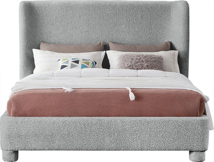 Meridian Furniture - Penny Grey Boucle Fabric Queen Bed - B1206Grey-Q veiw 3