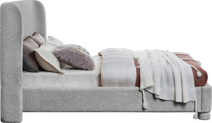 Meridian Furniture - Penny Grey Boucle Fabric Queen Bed - B1206Grey-Q veiw 4