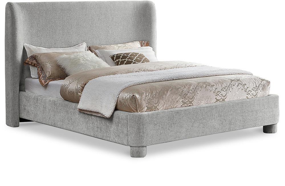 Meridian Furniture - Penny Light Grey Chenille Fabric Full Bed - B1207Grey-F veiw 1