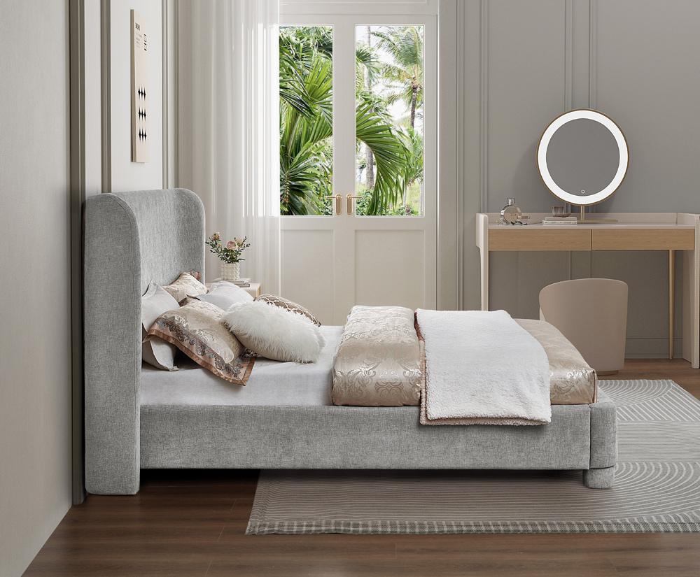 Meridian Furniture - Penny Light Grey Chenille Fabric Full Bed - B1207Grey-F veiw 6