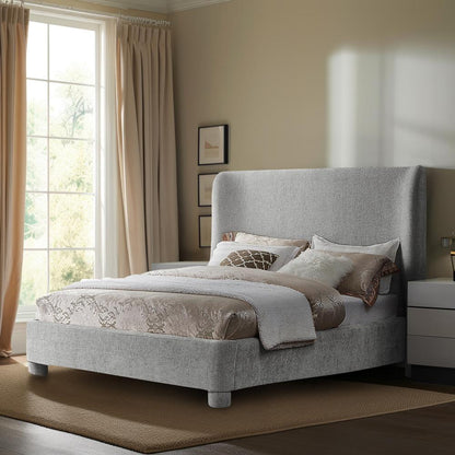 Meridian Furniture - Penny Light Grey Chenille Fabric King Bed - B1207Grey-K veiw 2