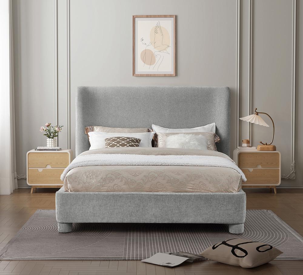 Meridian Furniture - Penny Light Grey Chenille Fabric King Bed - B1207Grey-K veiw 4