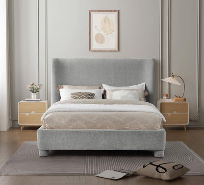 Meridian Furniture - Penny Light Grey Chenille Fabric King Bed - B1207Grey-K veiw 4