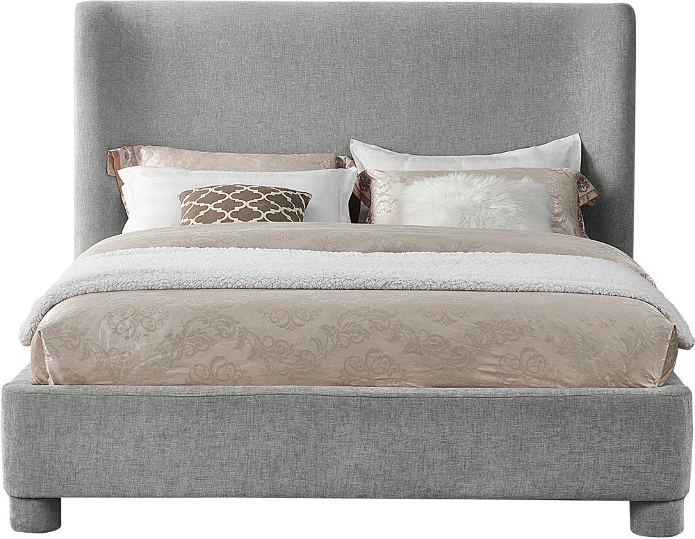 Meridian Furniture - Penny Light Grey Chenille Fabric Queen Bed - B1207Grey-Q veiw 3