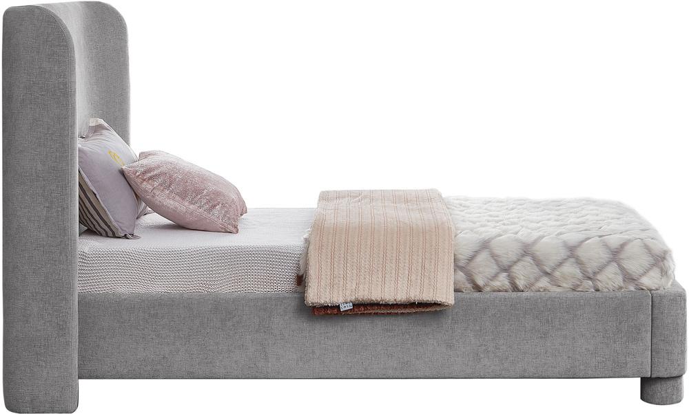 Meridian Furniture - Penny Light Grey Chenille Fabric Twin Bed - B1207Grey-T veiw 5