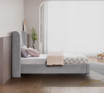 Meridian Furniture - Penny Light Grey Chenille Fabric Twin Bed - B1207Grey-T veiw 6