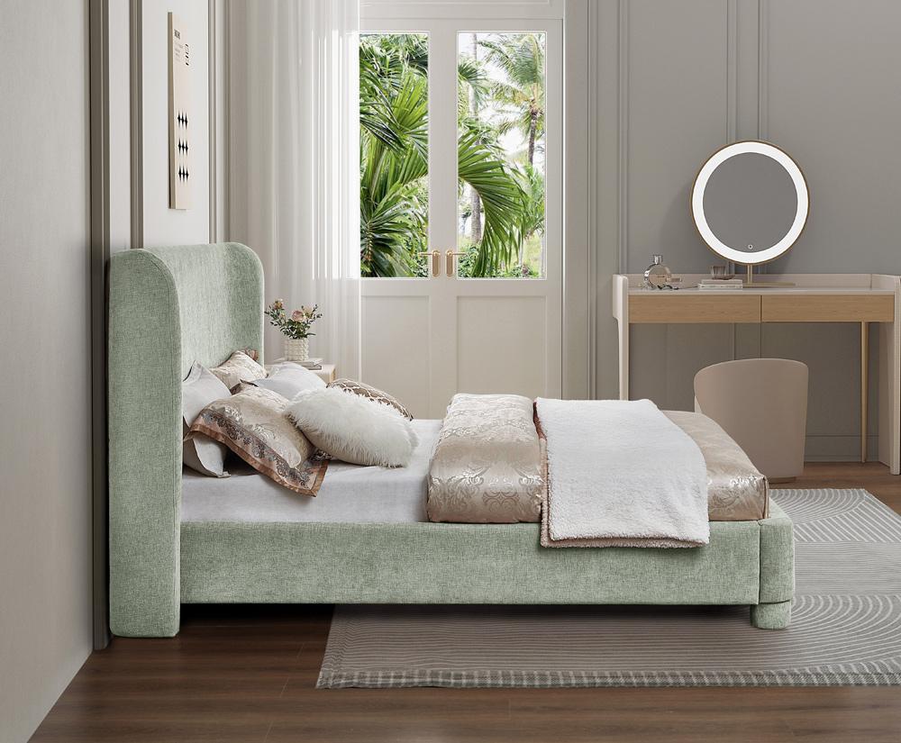 Meridian Furniture - Penny Mint Green Chenille Fabric King Bed - B1207Mint-K veiw 6