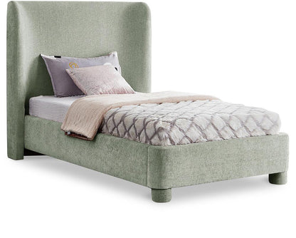 Meridian Furniture - Penny Mint Green Chenille Fabric Twin Bed - B1207Mint-T veiw 1