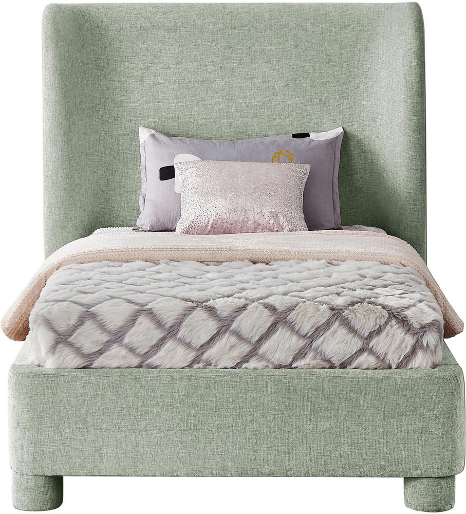 Meridian Furniture - Penny Mint Green Chenille Fabric Twin Bed - B1207Mint-T veiw 3
