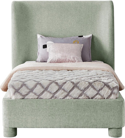 Meridian Furniture - Penny Mint Green Chenille Fabric Twin Bed - B1207Mint-T veiw 3
