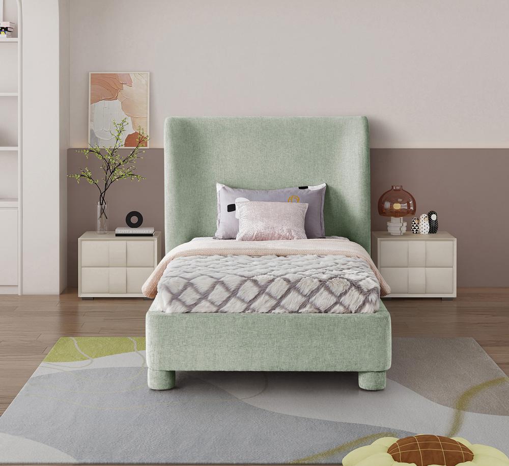 Meridian Furniture - Penny Mint Green Chenille Fabric Twin Bed - B1207Mint-T veiw 4