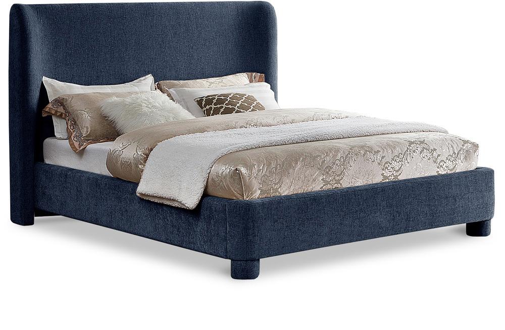 Meridian Furniture - Penny Navy Chenille Fabric Full Bed - B1207Navy-F veiw 1