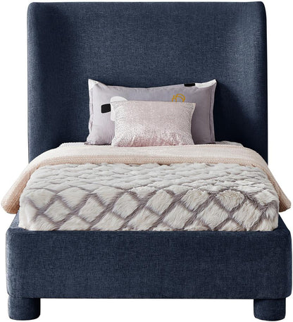 Meridian Furniture - Penny Navy Chenille Fabric Twin Bed - B1207Navy-T veiw 3
